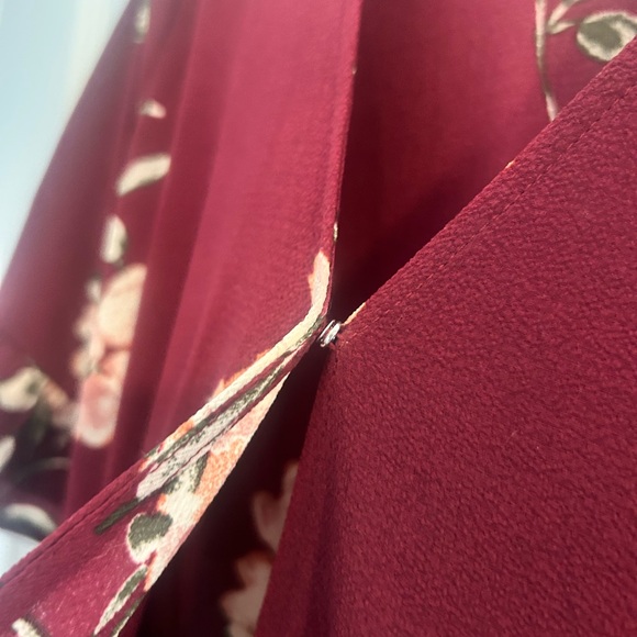 September Sunsets Burgundy Floral Print Wrap Maxi Dress - Picture 7 of 9